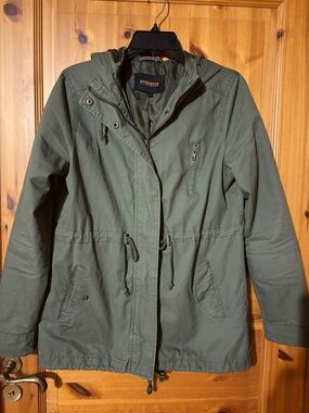 Ambiance Olive Utility Hooded Anorak Jacket